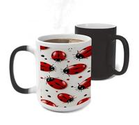 FekiLoot Red Ladybug Color Changing Mugs Heat Sensitive Coffee Mug 11 Oz Novelty Ceramic Cup with Handle Magic Cups Temperature Changing Coffee Tumblers for Women Men Funny Gifts