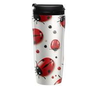 FekiLoot Red Ladybug Insulated Tumbler Reusable Plastic Iced Coffee Cup with Lid Double Walled Hot Coffee Travel Mug Gifts for Women Men BPA Free 12 Oz