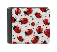 FekiLoot Red Ladybug Leather Wallet for Women&Men Billfold Purse Credit Card Holder Slim Bifold Wallet Front Pocket Wallets