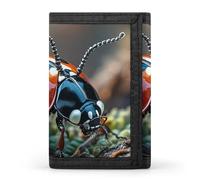 FekiLoot Red Ladybug Trifold Wallet Slim Credit Card Holder Stylish Trifold Billfold Minimalist Front Pocket Friendly Purses