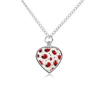 FekiLoot Red Ladybug Urn Necklaces for Ashes Personalized Human Pet Cremation Jewelry Keepsake Locket Heart Pendant with Filling Kit Memorial Gift for Dog Cat Lover Women Men
