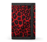 FekiLoot Red Leopard Pattern Wallets Exquisite Trifold Wallet Front Pocket Wallet with Zipper Keychain Coin Purse Credit Card Holder for Adult