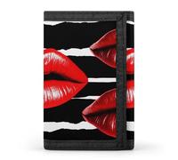 FekiLoot Red Lips Kiss Slim Wallet Trifold Wallet Credit Card Holder Wallets Stylish Money Clip for Men Women