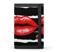 FekiLoot Red Lips Kiss Trifold Wallet Slim Minimalist Front Pocket Men's Passcase Wallet Credit Card Holder