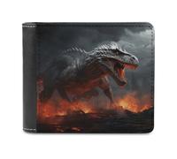 FekiLoot Red Magma Flying Dragons PU Leather Wallet Bifold Wallet Front Pocket Wallets Fashion Purse Slim Billfold Credit Card Holder