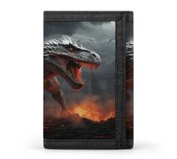 FekiLoot Red Magma Flying Dragons Wallets Exquisite Trifold Wallet Front Pocket Wallet with Zipper Keychain Coin Purse Credit Card Holder for Adult