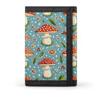 FekiLoot Red Mushroom Pattern Wallet Slim Trifold Wallets with Multiple Card Slots Credit Card Holder Pocket Coin Purse