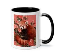 FekiLoot Red Panda in Azalea Coffee Mug 12oz Ceramic Coffee Cup with Handle Novelty Color Mugs Tea Cup for Home, Office & Cafe Use, Microwave & Dishwasher Safe