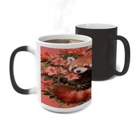 FekiLoot Red Panda in Azalea Color Changing Mugs Heat Sensitive Coffee Mug 11 Oz Novelty Ceramic Cup with Handle Magic Cups Temperature Changing Coffee Tumblers for Women Men Funny Gifts