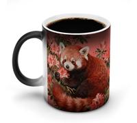 FekiLoot Red Panda in Azalea Color Changing Mugs Heat Sensitive Coffee Mug Novelty Ceramic Cup with Handle Magic Cups Temperature Changing Coffee Tumblers for Women Men Funny Gifts 11 Oz