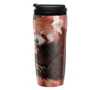 FekiLoot Red Panda in Azalea Insulated Tumbler Reusable Plastic Iced Coffee Cup with Lid Double Walled Hot Coffee Travel Mug Gifts for Women Men BPA Free 12 Oz