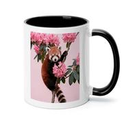 FekiLoot Red Panda in Azaleas Coffee Mug 12oz Ceramic Coffee Cup with Handle Novelty Color Mugs Tea Cup for Home, Office & Cafe Use, Microwave & Dishwasher Safe