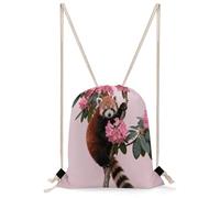FekiLoot Red Panda in Azaleas Drawstring Backpack Sports Gym Bag Drawstring Bags Foldable Backpack for Women Men