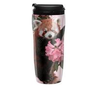 FekiLoot Red Panda in Azaleas Insulated Tumbler Reusable Plastic Iced Coffee Cup with Lid Double Walled Hot Coffee Travel Mug Gifts for Women Men BPA Free 12 Oz