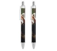 FekiLoot Red Panda on Tree Branch Ballpoint Pens Retractable Black Ink Ballpoint Pens 0.5mm Medium Point Smooth Writing Pattern Pen with Super Soft Grip Cute Work Supplies for Men Women 2 PCS