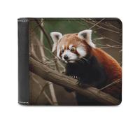 FekiLoot Red Panda on Tree Branch Leather Wallet Extra Capacity Bifold Wallet Stylish Cash Purse Front Pocket Wallets Credit Card Holder