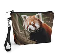 FekiLoot Red Panda on Tree Branch Makeup Bags Portable Cosmetic Pouch With Drawstring, Leather Cosmetic Daily Beauty Holder, Travel Toiletry Storage Bag For Daily Use And Vacation