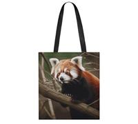 FekiLoot Red Panda on Tree Branch Tote Bag Lightweight Elegant Carry Bag Stylish Soft Roomy Handbag Full-Color All-Over Print Reusable Shoulder Bag Chic Daily Shopping Bag For Daily Travel Beach Work