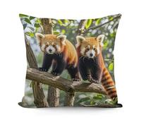 FekiLoot Red Pandas Pillow Cover Soft Plush Throw Pillow Covers Decorative Cushion Covers with Invisible Zipper Pillowcase Sofa Pillow Sham Breathable Pillow Protector 18x18 Inch