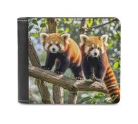 FekiLoot Red Pandas Wallet Large Capacity Slim Bifold Wallet with Multiple Card Slots PU Leather Men Purse