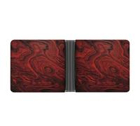 FekiLoot Red Pattern Leather Wallet Double-Sided Different Images Bifold Wallet Ultra Strong Stitching Slim Wallets