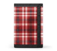 FekiLoot Red Plaid Wallet Compact Blocking Trifold Wallets with Zipper Minimalist Purse Wallet Credit Card Holder