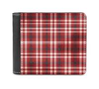 FekiLoot Red Plaid Wallet Fashionable Slim Leather Wallet with Multiple Card Slots And Hidden Compartments Wallets