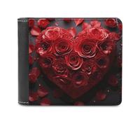 FekiLoot Red Rose Love Heart Wallet Fashionable Slim Leather Wallet with Multiple Card Slots And Hidden Compartments Wallets