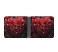 FekiLoot Red Rose Love Heart Wallet for Men Slim Wallets for Men Small Wallets Woman Leather Card Holder Wallet