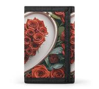 FekiLoot Red Rose Love Heart Wallet Slim Trifold Wallets with Multiple Card Slots Credit Card Holder Pocket Coin Purse