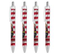 FekiLoot Red Stripe Firefighter USA Flag Ballpoint Pens Retractable Ball Point Pens Smooth-Flowing Black Ink 0.5mm Writing Pen Black Ink Pen for Men Women 4 PCS