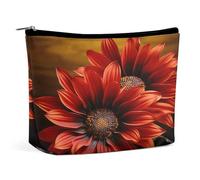 FekiLoot Red Sunflower Toiletry Bag Travel Cosmetic Bag with Zipper Personalized Makeup Pouch Makeup Pouch for Women for Use in Daily Life Travel Other Occasions