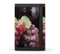 FekiLoot Red Wine Grape Wallet Compact Blocking Trifold Wallets with Zipper Minimalist Purse Wallet Credit Card Holder
