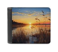 FekiLoot Reeds by The River PU Leather Wallet Bifold Wallet Front Pocket Wallets Fashion Purse Slim Billfold Credit Card Holder