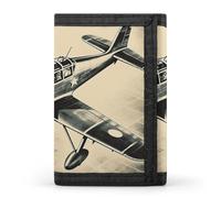 FekiLoot Retro Airplane Trifold Wallet Slim Minimalist Front Pocket Men's Passcase Wallet Credit Card Holder