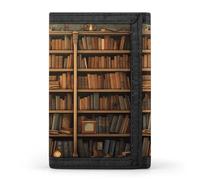 FekiLoot Retro Bookshelf Wallet Compact Blocking Trifold Wallets with Zipper Minimalist Purse Wallet Credit Card Holder