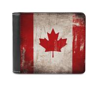 FekiLoot Retro Canada Flag PU Leather Wallet Bifold Wallet Front Pocket Wallets Fashion Purse Slim Billfold Credit Card Holder