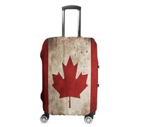 FekiLoot Retro Canada Flag Travel Luggage Cover Stretchable Airplane Suitcase Protector Sleeve Universal Washable Fit for 19-32 Inch Checked Baggage,Water Resistant Durable Luggage Protector, white, L