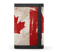 FekiLoot Retro Canada Flag Wallet Compact Blocking Trifold Wallets with Zipper Minimalist Purse Wallet Credit Card Holder
