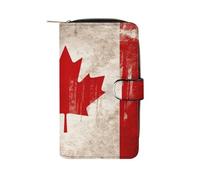 FekiLoot Retro Canada Flag Wallet for Men Women Large Capacity Purse Clutch Bag Handbag Checkbook Cash Credit Cards