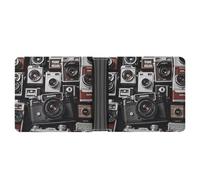 FekiLoot Retro Cool Camera Collection Wallet Slim Leather Bifold Wallet Extra Capacity Wallets with Multiple Card Slots Men Billfold