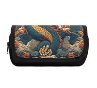 FekiLoot Retro Dragon Pattern Pencil Case Office Pencil Box Large Capacity Pencil Box Pouch Holder Double Zipper Pencil Case Use to Organize Desktop And Plan Space Home Office