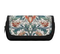 FekiLoot Retro Floral Pattern Pencil Case Office Pencil Box Large Capacity Pencil Box Pouch Holder Double Zipper Pencil Case Use to Organize Desktop And Plan Space Home Office