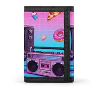 FekiLoot Retro Gadgets Collage Slim Wallet Trifold Wallet Credit Card Holder Wallets Stylish Money Clip for Men Women