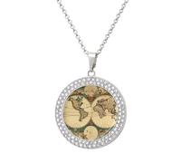FekiLoot - Retro round coin pendant necklace and elegant circle chain pendant, disc jewelry necklace, circle diamond necklace for women men