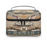 FekiLoot Retro Style Rabbit Makeup Bag Large Capacity Travel Cosmetic Bag Lightweight Hand-held Toiletry Bags Portable Cosmetic Pouch Cute Make Up Pouch for Women