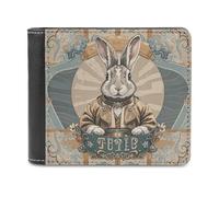 FekiLoot Retro Style Rabbit Wallet Large Capacity Slim Bifold Wallet with Multiple Card Slots PU Leather Men Purse