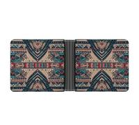FekiLoot Retro Tribal Pattern Leather Wallet Double-Sided Different Images Bifold Wallet Ultra Strong Stitching Slim Wallets
