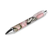 FekiLoot Ribbon Butterfly on Peony Ballpoint Pens Retractable Ball Point Pens Smooth-Flowing Black Ink 0.5mm Writing Pen Black Ink Pen for Men Women 1 PCS