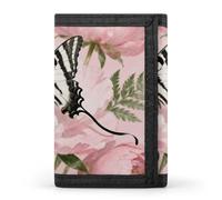 FekiLoot Ribbon Butterfly on Peony Slim Wallet Trifold Wallet Credit Card Holder Wallets Stylish Money Clip for Men Women